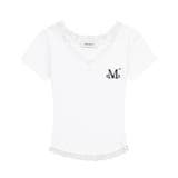アイボリー | MUCENT(ムセント)/SUNNIOR LACE V-NECK HALF T | Outfitter lab