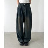ネイビー | タックワイドカーブデニムパンツ | Outfitter lab