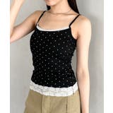 ブラック | カップ付きドット柄キャミソール | Outfitter lab
