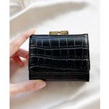 ブラック | クロコ型押し がま口ミニウォレット | Outfitter lab