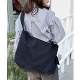 ブラック | スマホポケット付き ビッグキャンバスショルダーバッグ | Outfitter lab