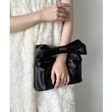 ブラック | リボンモチーフ スクエアハンドバッグ | Outfitter lab