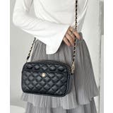 ブラック | フラワーモチーフ キルティング チェーンショルダーバッグ | Outfitter lab