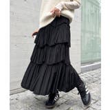 ブラック | Iラインティアードスカート | Outfitter lab