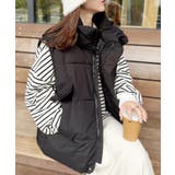 ブラック | スタンドカラーフェイクダウンオーバーサイズベスト | Outfitter lab