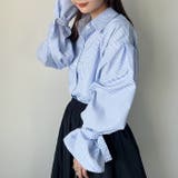 2WAY ボリュームスリーブ ルーズストライプシャツトップス | Outfitter lab | 詳細画像7