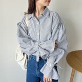 2WAY ボリュームスリーブ ルーズストライプシャツトップス | Outfitter lab | 詳細画像10