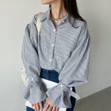 2WAY ボリュームスリーブ ルーズストライプシャツトップス | Outfitter lab | 詳細画像11