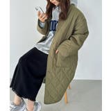 カーキ | キルティングノーカラーコート | Outfitter lab