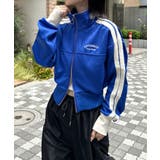 ブルー | ラインショート丈トラックジャケット | Outfitter lab