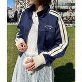 ネイビー | ラインショート丈トラックジャケット | Outfitter lab