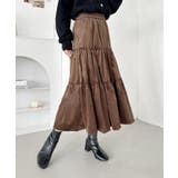 ブラウン | ベロアギャザーティアードロングスカート | Outfitter lab