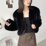 ノーカラーショートフェイクファーコート | Outfitter lab | 詳細画像14 