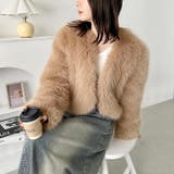 ノーカラーショートフェイクファーコート | Outfitter lab | 詳細画像22 