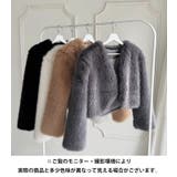 ノーカラーショートフェイクファーコート | Outfitter lab | 詳細画像25 