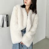 ノーカラーショートフェイクファーコート | Outfitter lab | 詳細画像7 