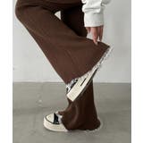 ブラウン | フリルレースリブニットパンツ | Outfitter lab