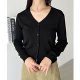 ブラック | Vネックコンパクトカーディガン | Outfitter lab