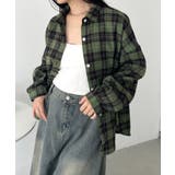 グリーン | ルーズシルエットチェックネルシャツ | Outfitter lab