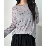 グレー | ドットプリント長袖コンパクトトップス | Outfitter lab