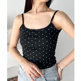 ブラック | カップ付きドット柄キャミソール | Outfitter lab