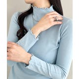 ライトブルー | メロウフリル長袖トップス | Outfitter lab