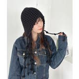 ブラック | ポンポン付きフードニットキャップ | Outfitter lab
