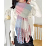 ライトピンク | マルチチェックボリュームフリンジマフラー | Outfitter lab