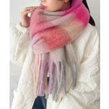 ピンク | マルチチェックボリュームフリンジマフラー | Outfitter lab