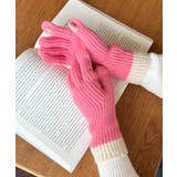 ピンク | 【スマホ対応】リブニットホールタッチバイカラーグローブ手袋 | Outfitter lab