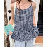 ブラック | フリルヘムチェックキャミソール | Outfitter lab