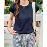 ブラック | クルーネックフレンチスリーブ半袖ニット | Outfitter lab