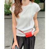 ホワイト | クルーネックフレンチスリーブ半袖ニット | Outfitter lab