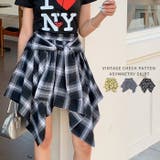ヴィンテージチェック柄アシンメトリースカート | Outfitter lab | 詳細画像1 
