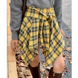 イエロー | ヴィンテージチェック柄アシンメトリースカート | Outfitter lab