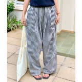 ブラック | チェック柄ルーズストレートレッグパンツ | Outfitter lab
