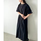ブラック | COSBY/半袖ワッペンマキシワンピース | Outfitter lab