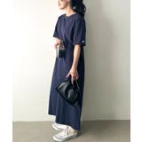 ネイビー | COSBY/半袖ワッペンマキシワンピース | Outfitter lab