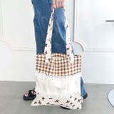 リボンギンガムチェックパターンフリルトート | Outfitter lab | 詳細画像10 