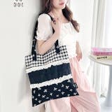 リボンギンガムチェックパターンフリルトート | Outfitter lab | 詳細画像14 