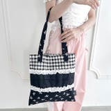 リボンギンガムチェックパターンフリルトート | Outfitter lab | 詳細画像15 