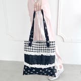 リボンギンガムチェックパターンフリルトート | Outfitter lab | 詳細画像16 