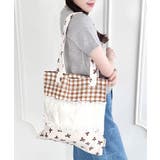 ホワイト | リボンギンガムチェックパターンフリルトート | Outfitter lab