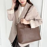 【A4収納/自立/ジッパー開閉】仕切りポケットPUトートバッグ | Outfitter lab | 詳細画像15 