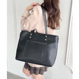 ブラック | 【A4収納/自立/ジッパー開閉】仕切りポケットPUトートバッグ | Outfitter lab
