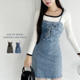 レースアップデニムミニキャミワンピース | Outfitter lab | 詳細画像1