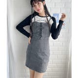 ブラック | レースアップデニムミニキャミワンピース | Outfitter lab