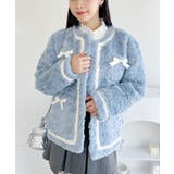 ライトブルー | メニーリボンフェイクファージャケット | Outfitter lab