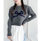 グレー | リボンジャガードニットトップス | Outfitter lab