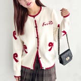 リボンジャガードバイカラーニットカーディガン | Outfitter lab | 詳細画像6 